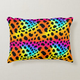 Colorful Rainbow Cheetah Seamless Mönster Prydnadskudde