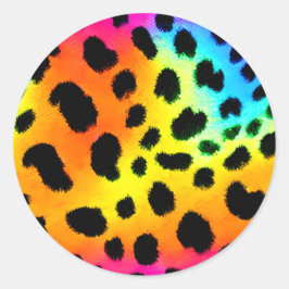 Colorful Rainbow Cheetah Seamless Mönster Runt Klistermärke