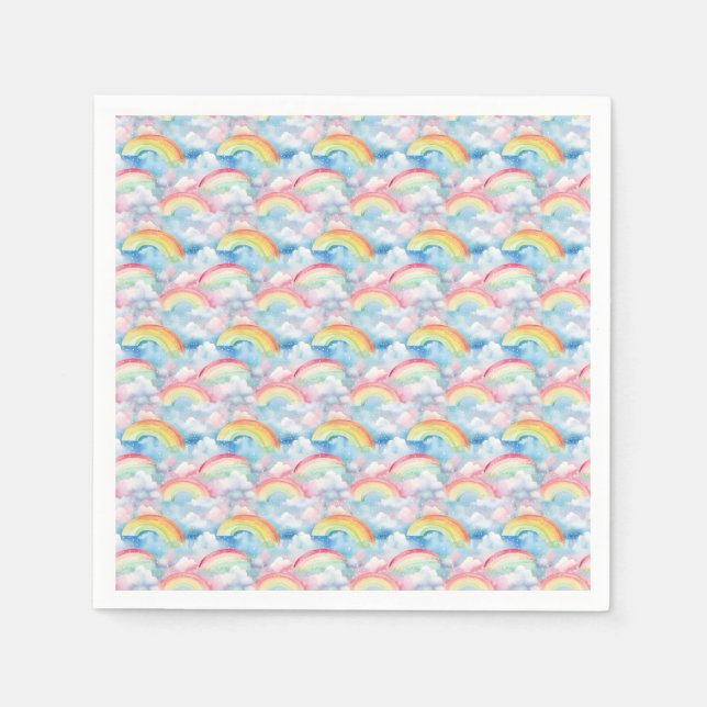 Colorful Rainbow, Cloud and Snowflake Seamless Pappersservett (Framsidan)