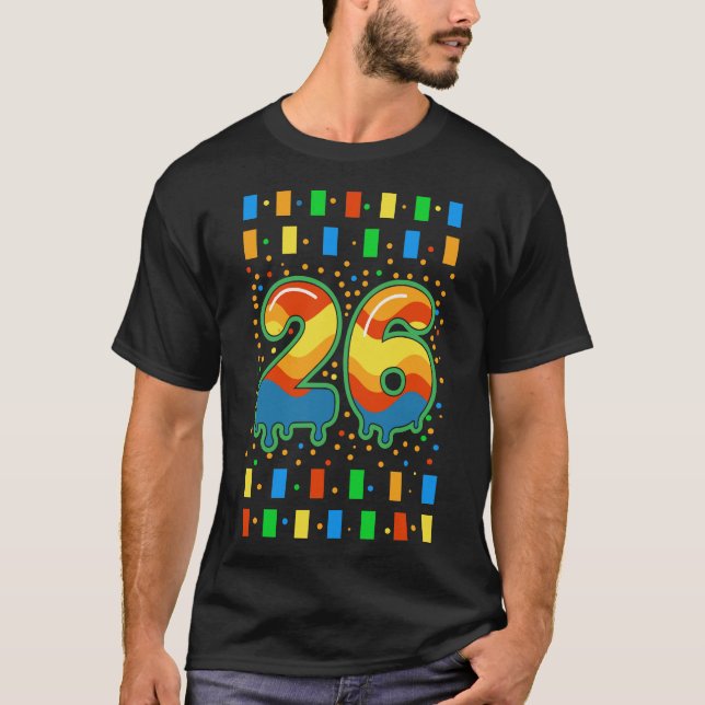 Colorful Rainbow Drip Number 26  T Shirt (Framsida)