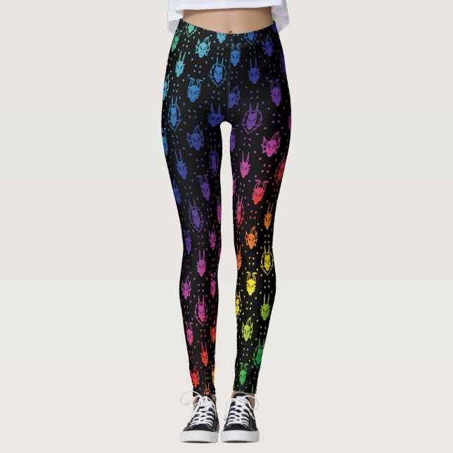 Colorful Rainbow Fantasy Dragon Quilt Mönster Leggings (Framsida)