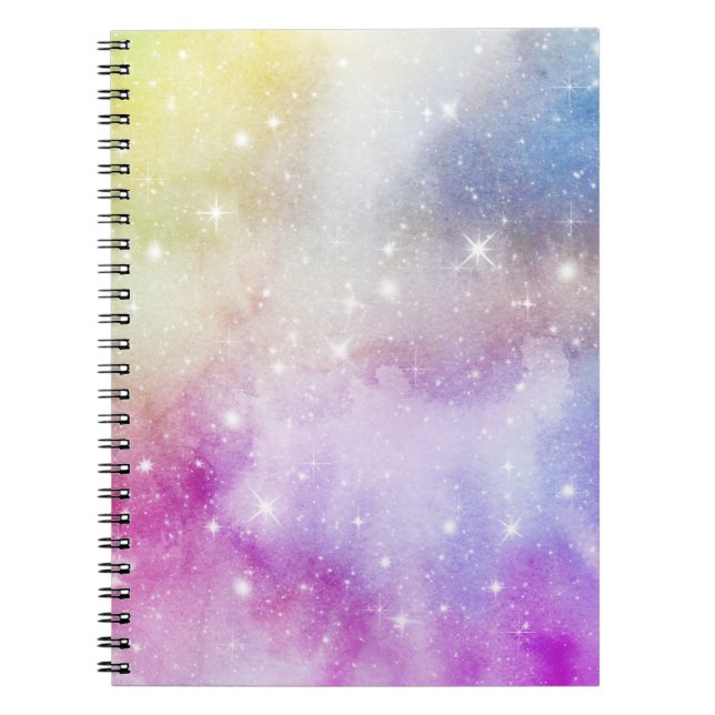 Colorful Rainbow Galaxy Mönster Anteckningsbok (Framsidan)