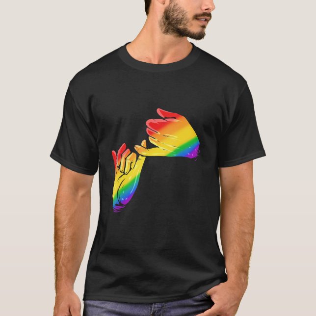 Colorful Rainbow Händer Pinky Swear Promise Lgbtq  T Shirt (Framsida)