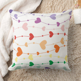 Colorful Rainbow Heart Garland Mönster Kudde