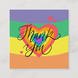Colorful Rainbow Heart Tack Valentine Day Fyrkantigt Visitkort