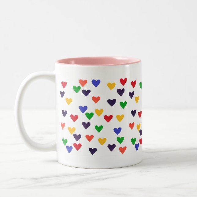 Colorful Rainbow Hearts Mugg (Vänster)