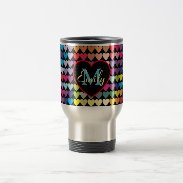 Colorful Rainbow Hearts Pattern Personalised Resemugg (Center)