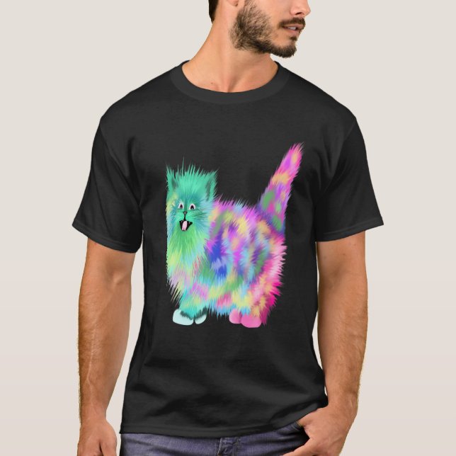 Colorful Rainbow Kitten Tshirt T Shirt (Framsida)