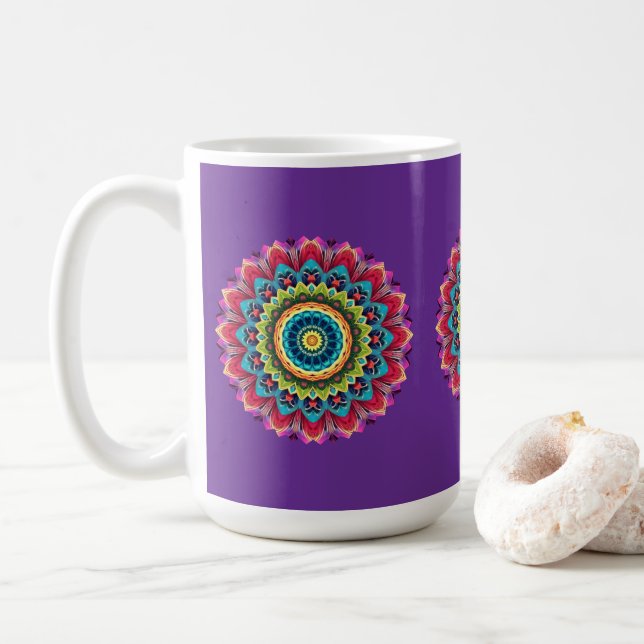 Colorful Rainbow Mandala Mug Kaffemugg (Med munk)