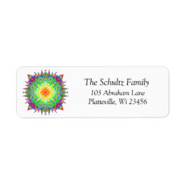 Colorful Rainbow Mandala Zen Returadress Etikett