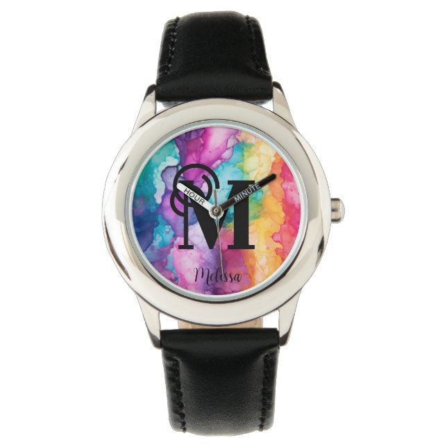 Colorful Rainbow Monogram Armbandsur (Framsida)