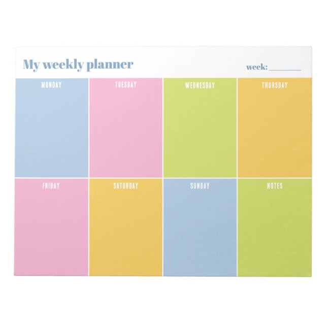 Colorful Rainbow Pastel Custom Weekly Planner Anteckningsblock (Framsida)