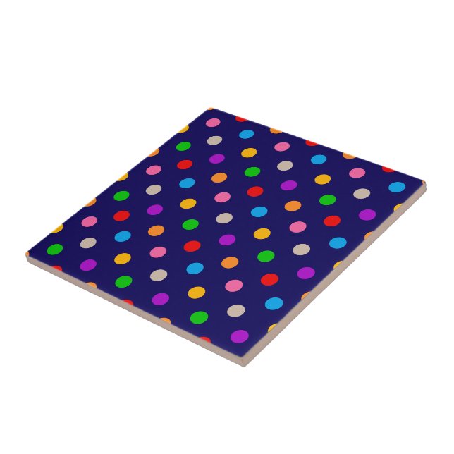 Colorful Rainbow Polka Dots Blue  Kakelplatta (Sidan)
