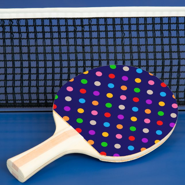 Colorful Rainbow Polka Dots Blue  Pingisracket (Insitu)