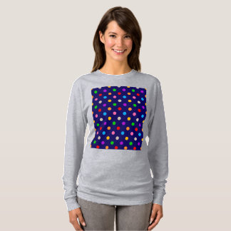 Colorful Rainbow Polka Dots Blue T Shirt