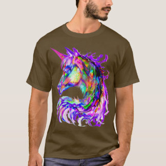 Colorful Rainbow Psychedelic Unicorn Horse Head T Shirt