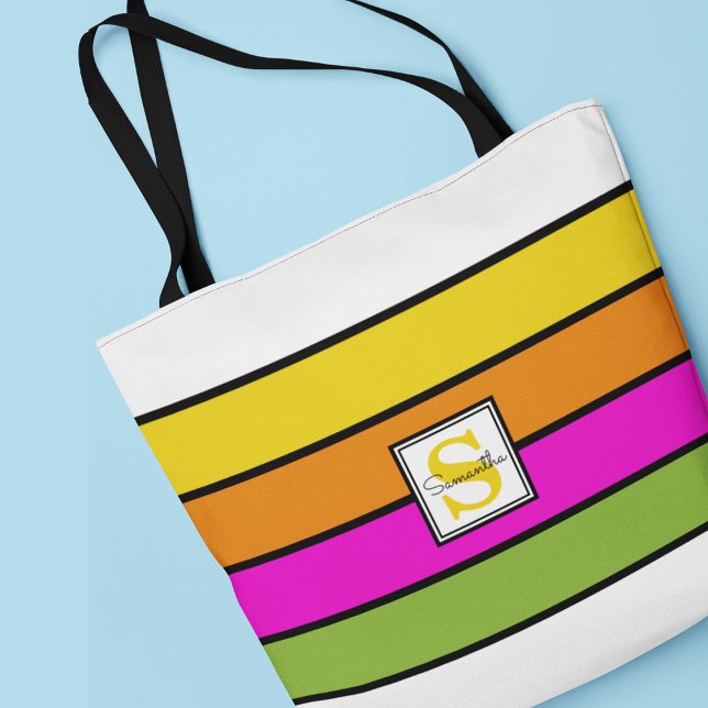 Colorful Rainbow Rand Monogram Tygkasse (Skapare uppladdad)