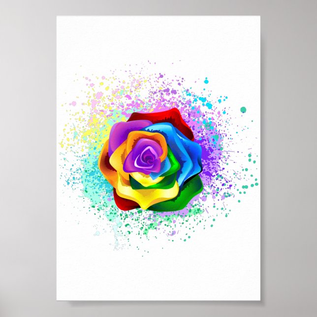 Colorful Rainbow Rose Poster (Framsidan)