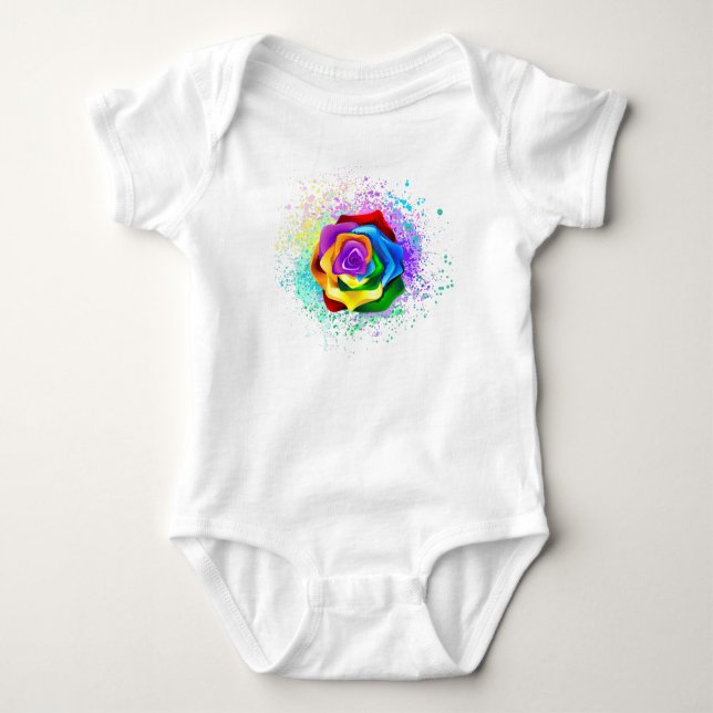 Colorful Rainbow Rose T Shirt (Framsida)