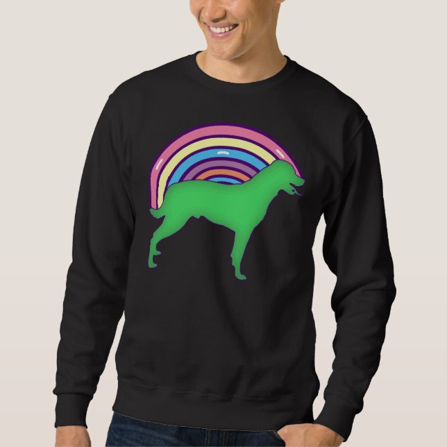 Colorful Rainbow Rottweiler Lång Ärmad Tröja (Framsida)