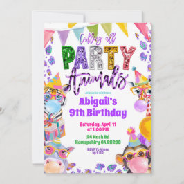 Colorful Rainbow Sequin Glitter Safari Birthday Inbjudningar