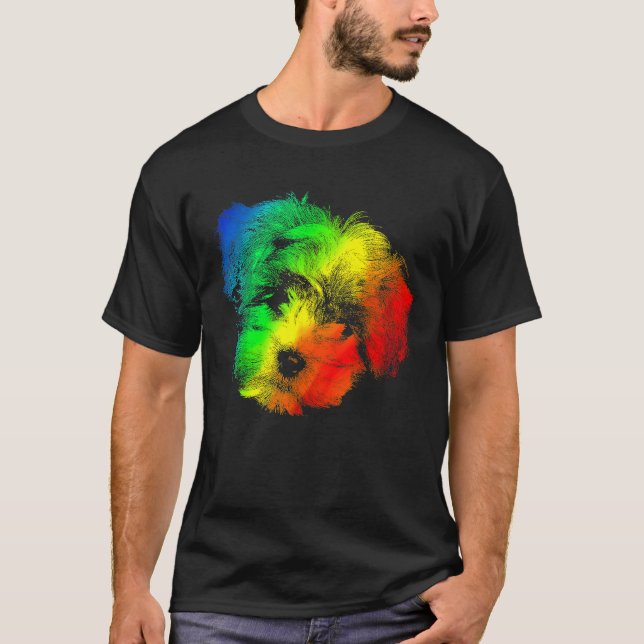 Colorful Rainbow Shih Tzu T Shirt (Framsida)