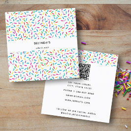 Colorful Rainbow Sprinkles Mönster Fyrkantigt Visitkort