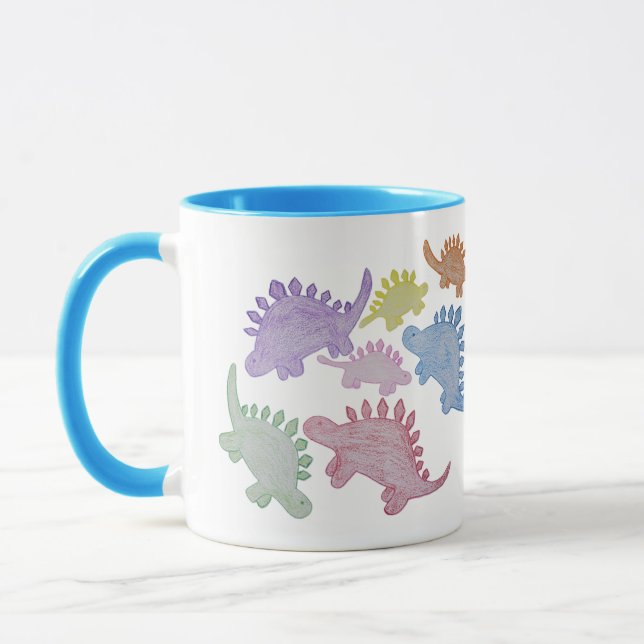 Colorful Rainbow Stegosaurus Mugg 11 oz (Vänster)