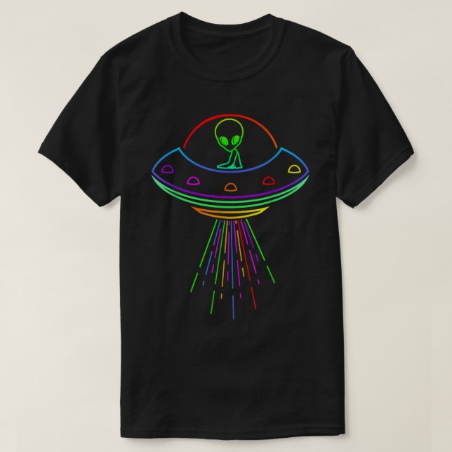 Colorful Rainbow UFO Alien Design T Shirt (Design framsida)