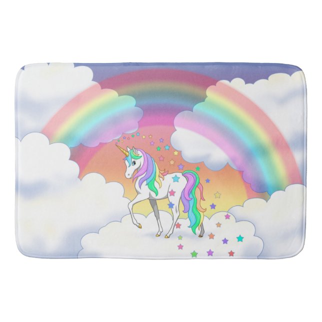 Colorful Rainbow Unicorn and Stars Badrumsmatta (Framsidan)
