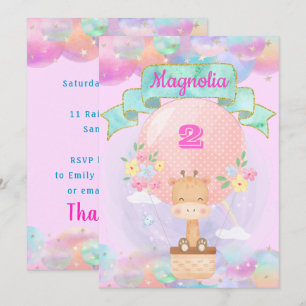 Colorful Rainbow Unicorn Luftballong Giraffe Inbjudningar