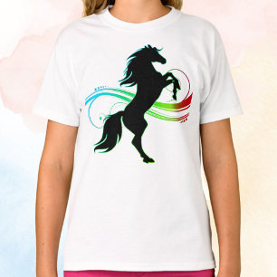 Colorful Rearing Horse Girls T-Shirt
