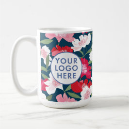 Colorful Red Blommönster Company Logotyp Business Kaffemugg