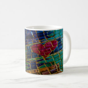 Colorful Red Heart Mosaic Kaffemugg