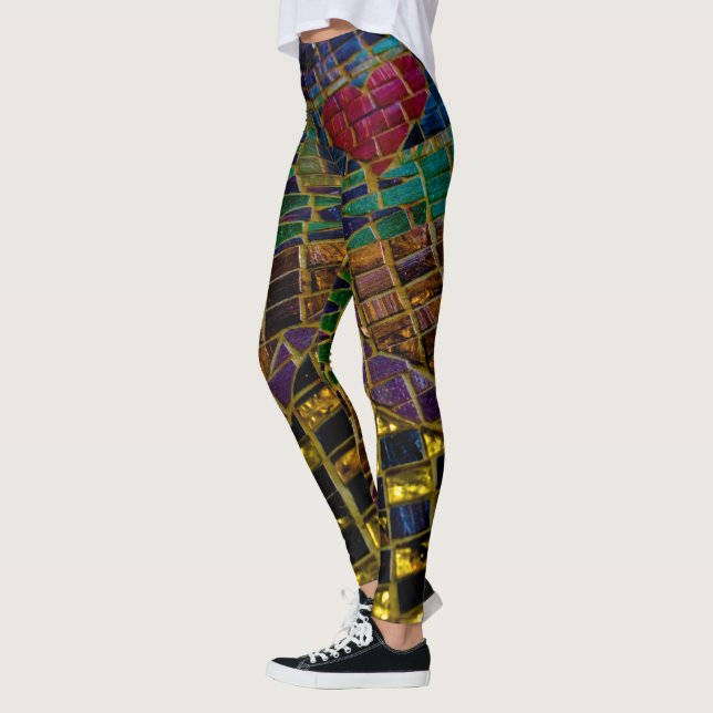 Colorful Red Heart Mosaic Leggings (Vänster)