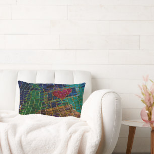 Colorful Red Heart Mosaic Lumbarkudde