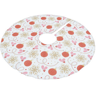 Colorful Red Retro jul Ornament Mönster Julgransmatta Borstad Polyester