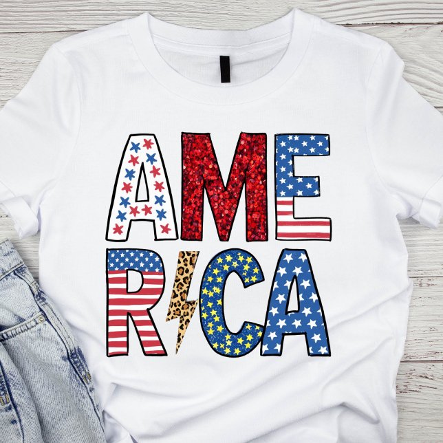 Colorful Red, White and Blue Patriotic America T Shirt (Skapare uppladdad)