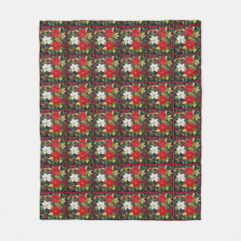 Colorful Red White Poinsettia Quilt Mönster Fleecefilt