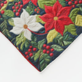 Colorful Red White Poinsettia Quilt Mönster Fleecefilt