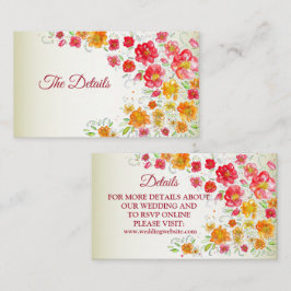 Colorful Red Yellow Pink Floral Wedding Detail Enc Tilläggskort