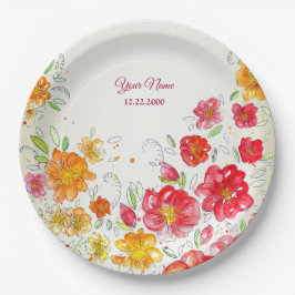 Colorful Red Yellow Pink Floral Wedding Party