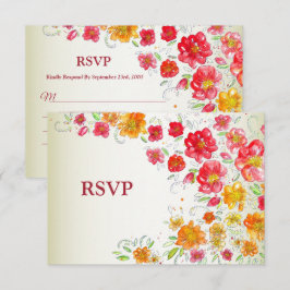 Colorful Red Yellow Pink Floral Wedding Party OSA Kort