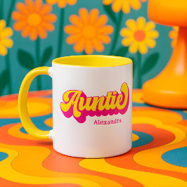 Colorful Retro Auntie Custom Name Mug Mugg