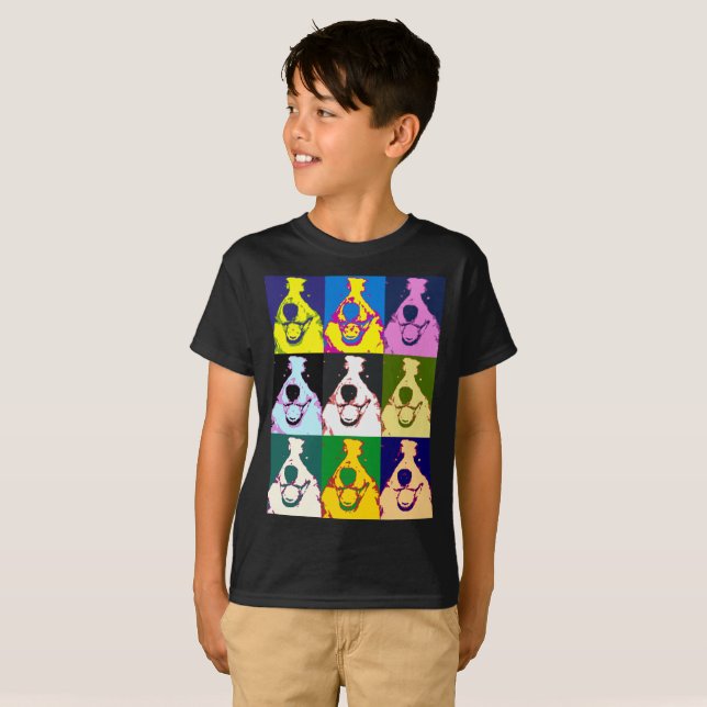 Colorful Retro Gräns Collie Pop Art Kids' T Shirt (Hel framsida)