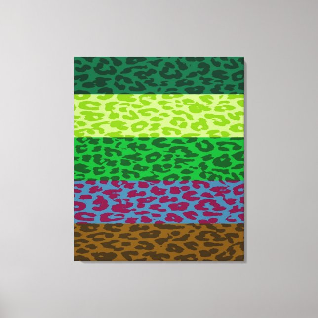 Colorful Retro Leopard Rand Mönster 5 Canvastryck (Framsida)