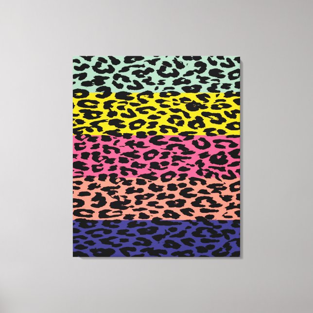 Colorful Retro Leopard Rand Mönster 7 Canvastryck (Framsida)