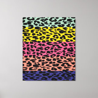 Colorful Retro Leopard Rand Mönster 7 Canvastryck