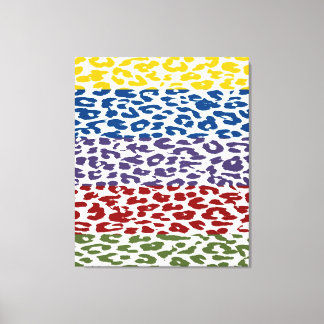 Colorful Retro Leopard Rand Mönster 8 Canvastryck