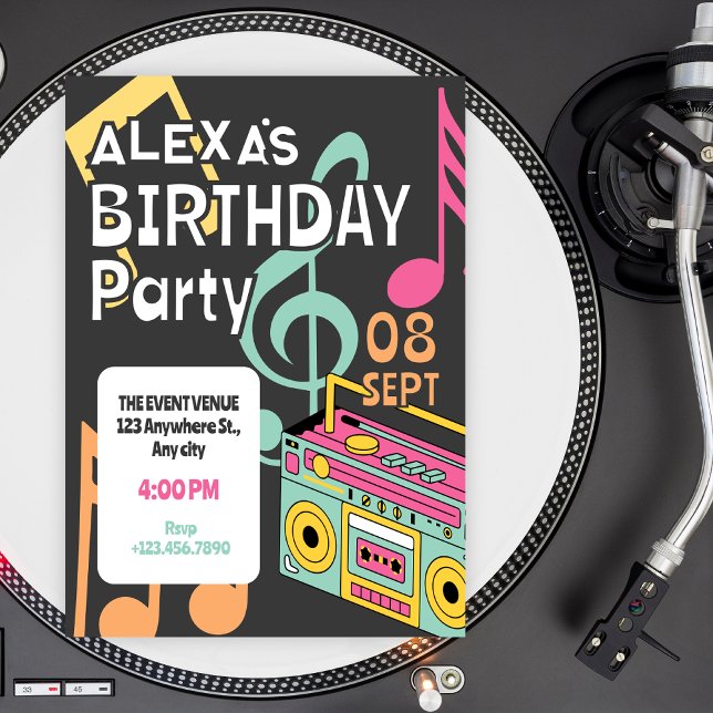 Colorful retro music notes  inbjudningar (Skapare uppladdad)